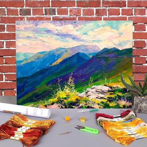 Landscape Borzhava Printed Canvas 11CT Cross Stitch DIY Embroidery Complete Kit DMC Threads Handiwork Sewing Hobby Design