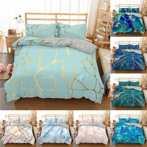 Marble Pattern Printed Duvet Cover Single Twin Double Full King Size Bedding Sets With Pillow Case Bedroom Textiles