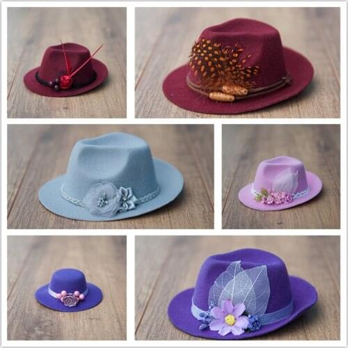 Newborn Baby Photography Prop Mini Infant Flower Caps Accessories Cute Top Hat Cowboy Hat Posing Props Headband Ornaments