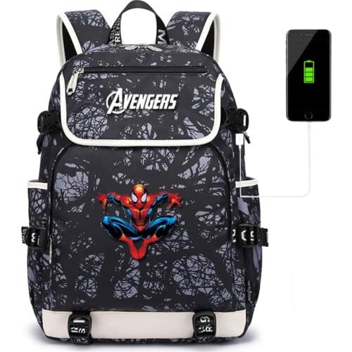 MARVEL USB Charging school bag Mochila Teenage Large capacity backpack fashion waterproof bookbag cartoon printing backpack