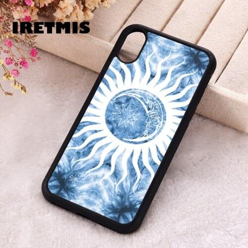 Iretmis 5 5S SE 2020 Phone Cover Case for iPhone 6 6S 7 8 Plus X Xs XR 11 12 Mini Pro Max Rubber Silicone Moon And Sun Tie Dye