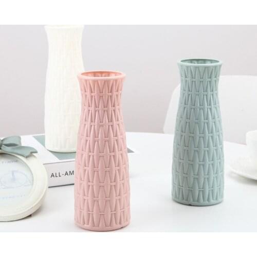 Nordic Plastic Vase Imitation Ceramic Flower Pot Anti-fall Arrangement Container QX2E