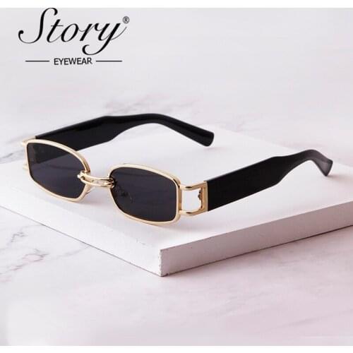STORY Retro Steam Punk Rectangle Sunglasses Men 2021 New Brand Design Fashion Vintage Metal Frame Rectangular Sun Glasses S9111A