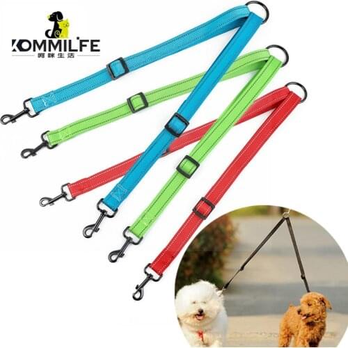 Reflective Pet Dog Leash Double Twin Lead Walking Leash Adjustable Double-head Nylon Dog Leash for Two Dogs Training Rope