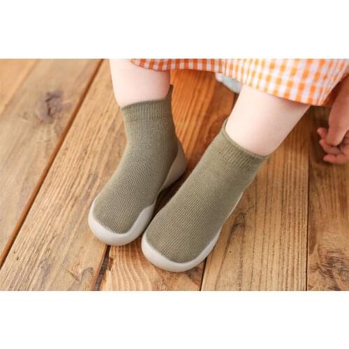TELOTUNY Infant Toddler Indoor Solid Color Soft Sole Anti-Slip First Walkers Shoe Casual Baby Cotton Elastic Socks Toddler Shoes