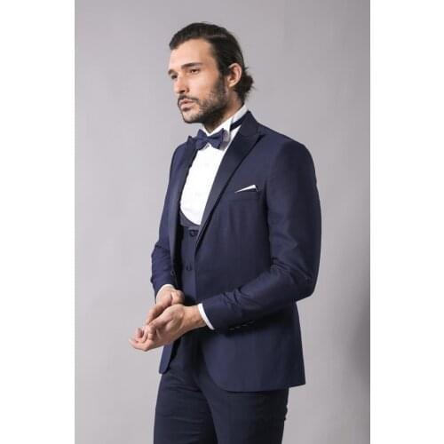 Navy Blue Vested Tuxedo Wessi
