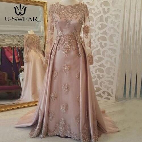 Muslim Evening Dress Long Sleeves Lace Appliques Vintage Prom Gowns Evening Party Gown Robe De Soiree Formal Abendkleider