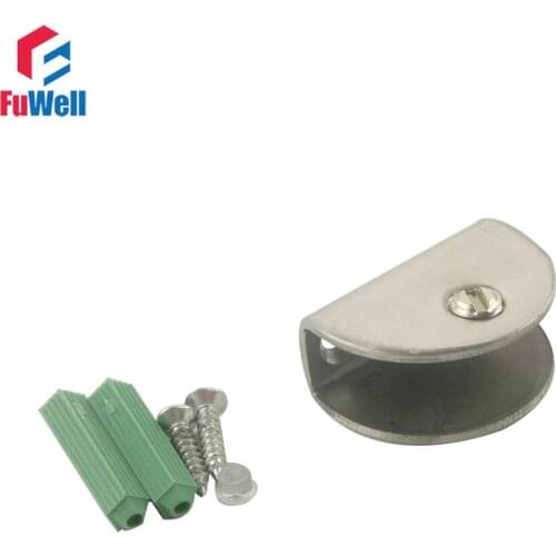 10pcs Stainless Steel Glass Clamp Half Round Fit 6~9mm Thickness Glass Clip Shelf Brackets Cabinet Shower Glass Shelf Holder