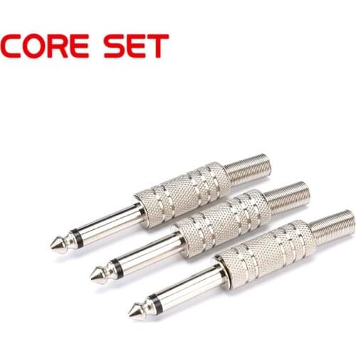 10pcs/lot 6.35mm Silver Mono Audio Connector Male Plug Amplifier Microphone Plug 6.35mm TRS Plug Welding