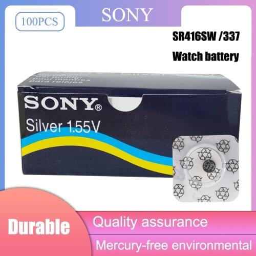 100 pcs/lot Original New Watch battery 337 SR416SW Silver 1.55V button cell battery for swatch watch LED Headphone