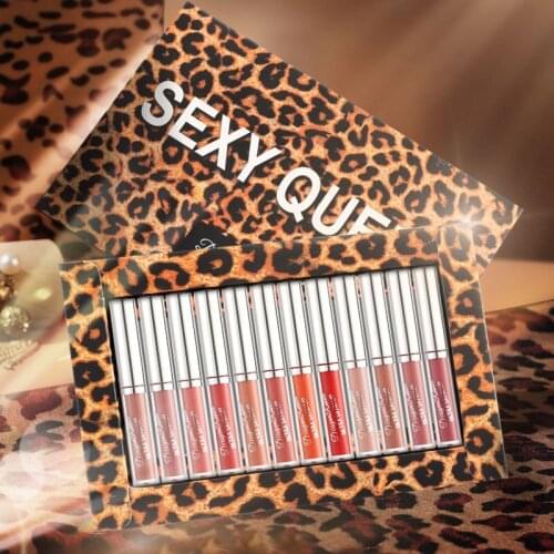 12pcs/setVelvet Lip Glaze Matte Texture Easy Coloring Long Lasting Smooth Lipstick All-Matched SANA889