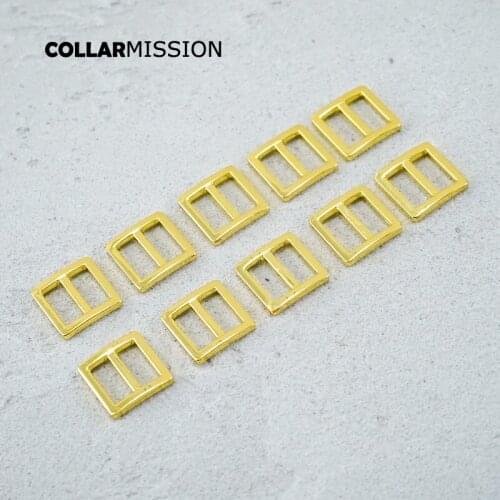 15mm bright color Bag Strap Adjustment Buckle metal Slider Tri-Glid for DIY dog collar Yellow gold RZK15HJ