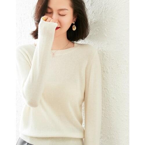 2020 New Sweater 100% Pure Cashmere Womens Round Neck Pullover Weater Soft Loose Solid 20Color Knit Base Shirt S-XXLJumper