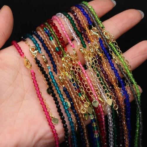 2021 New Natual Spinel Necklace 3mm Small Stone Beads Necklace for Women Men Jewelry Accessories Best Gift Length 38+5cm