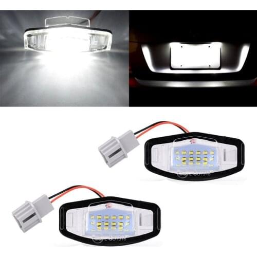 2x White LED Number License Plate Lights Lamps Error Free For Honda Accord Odyssey Civic Sedan City Acura MDX TSX ILX RDX RL TL
