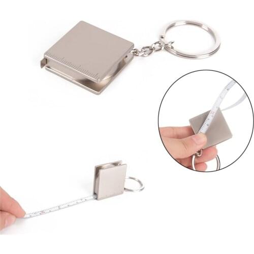 3.3*3.3*1 cm Metal Tape Measure Keychain Portable Keyring Ruler Multifunction Decoration Gift