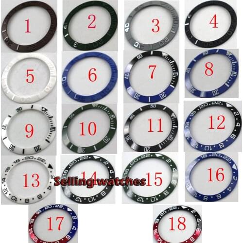 38mm Black Green White aluminum ceramic ( 18 color chosen) watch bezel insert for SUB SEA watch aftermarket replacement parts