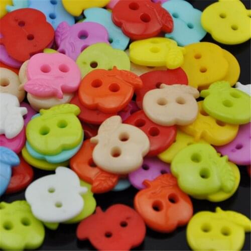 50/100pcs 12mm Mix color Apple Plastic button sewing doll baby cloth appliques PT72