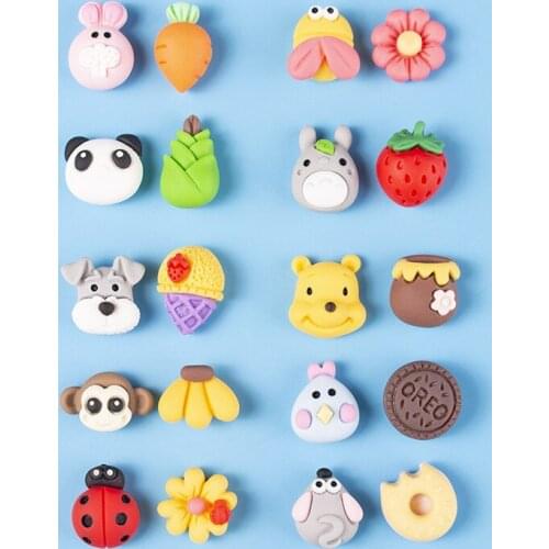 50Pcs/Pack Kawaii Animal Planar Resin DIY Earrings Hairpin Crafts Materials Nail Art Flat Back Mini Arts Decoration Applique