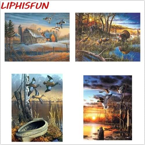 5D Diy Diamond Painting Wild Animal Turkey Lake Scenery Full Drill Square/round Resin Rhinestone Diamond Embroidery Home Decor