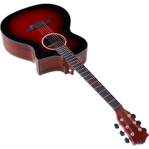 Red 12 string electric acoustic guitar 41 inch cutway design high gloss finish folk guitar can add EQ