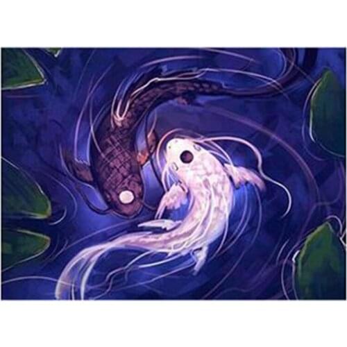 2021 New 5D DIY Full Round/Square Diamond Painting Tai Chi Fish Cross Stitch 3D Embroidery Rhinestone Mosaic Home Decor Y539