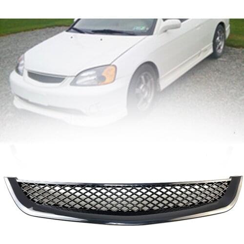 Car Front Hood Mesh Bumper Racing Grills for Honda For Civic JDM Type R 2001-2003 ABS Front Mesh Grille Cover Trim