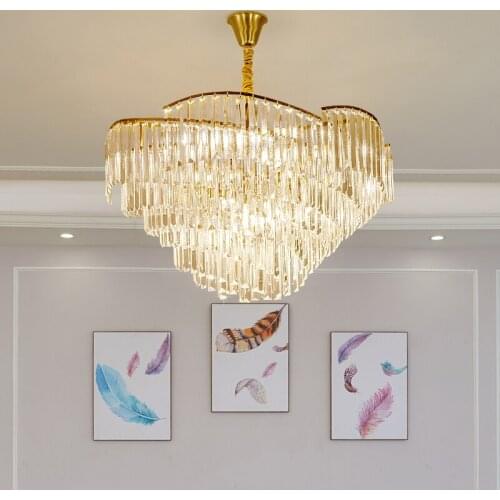 Free Shipping Nordic Crystal Pendant Lamp Modern Crystal Hanging Luminarias Decor Clear Golden D60cm AC Crystal Haning Lighting