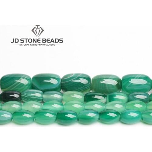 Free Shipping Green Strip Agate Drum Barrel Shape Beads Semi-Finished Handmade Bracelet Beads Accessory