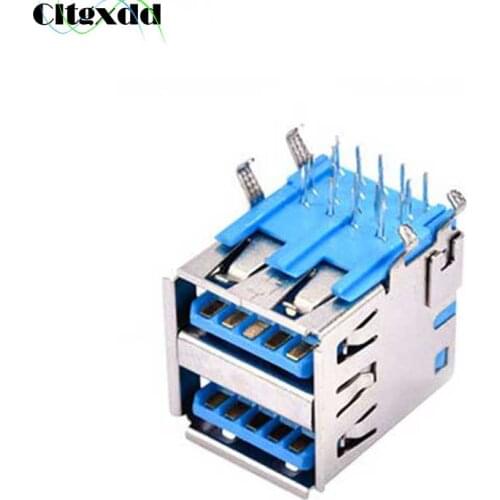 Cltgxdd 1PCS USB Dual 3.0 Socket 90 Degree USB3.0 Jack Female Charging Connector Female A Type For Laptop Notebook Computer