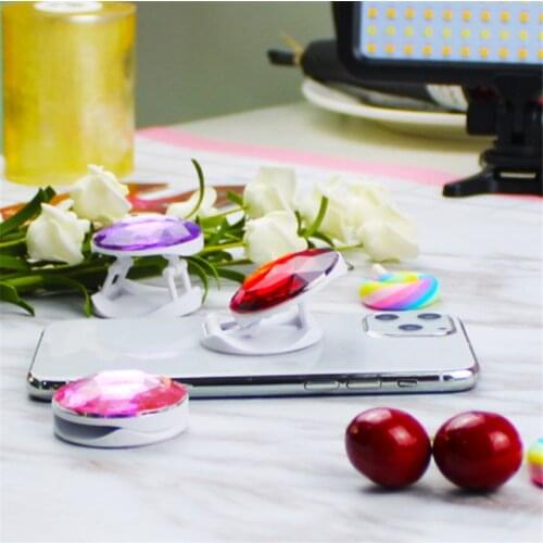 3D Diamond Phone Stand Holder Pocket Socket Desktop Folding Bracket Telefoon Houder Phone Holder For iPhone Xiaomi All Cellphone