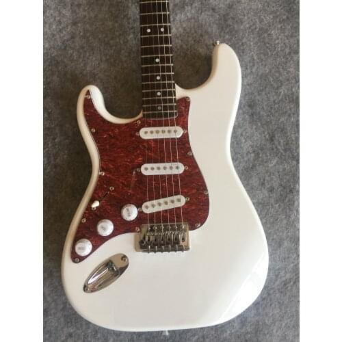 Electric guitar / white red armor guard Maple neck left handed guitar / customizable Chinese electric guitar