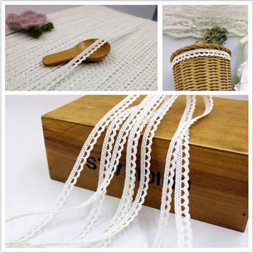 G-RUI 0.9cm*10yard Cotton lace trimming ribbon for diy clothing accessories sofa curtain Sewing trims Ribbon white lace fabrics