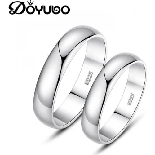 DOYUBO Classical Lovers' 925 Sterling Silver Rings For Men & Women Fashion Adjustable Silver Couples Rings Engraving Names VB293