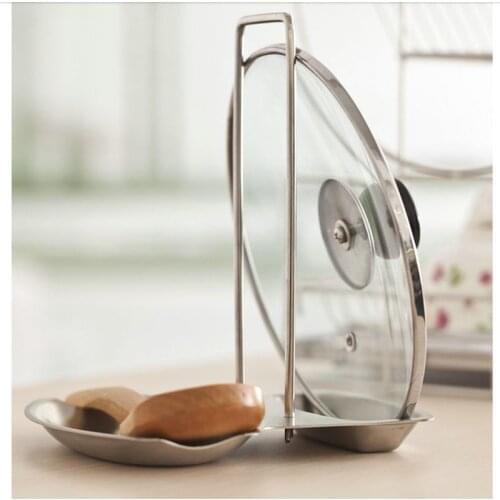 Kitchen Organizer Pot Lid Rack Stainless Steel Spoon Holder Pot Lid Shelf Cooking Dish Rack Pan Cover Stand Kitchen Accessories