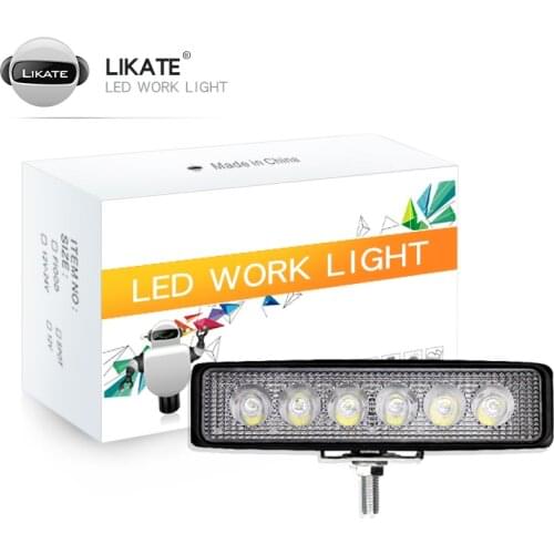 LKT New Led Car 18W 6 Led Work Light Round Offroad Auto Led Work Light Headlight Led Driving Light Motorcycle Lamp