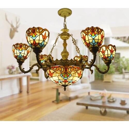 6 simple double leaf living room personality light luxury chandelier Tiffany modern Nordic bedroom light glass decoration