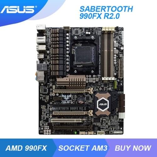 SABERTOOTH 990FX R2.0 For ASUS Socket AM3+ AMD 990FX Used Motherboard DDR3 32GB USB3 desktop mining motherboard 4×PCI-E X16 Slot