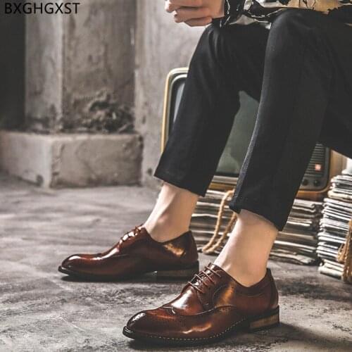Brown Brogue Men Wedding Shoes 2021 Dress Leather Shoes Men Formal Black Oxford Shoes for Men Chaussure Homme Zapatos De Hombre