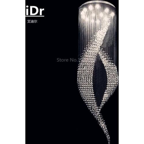 New luxury crystal chandelier penthouse floor living room stairs villa hanging wire crystal lamp 90-260V Luxury lamp