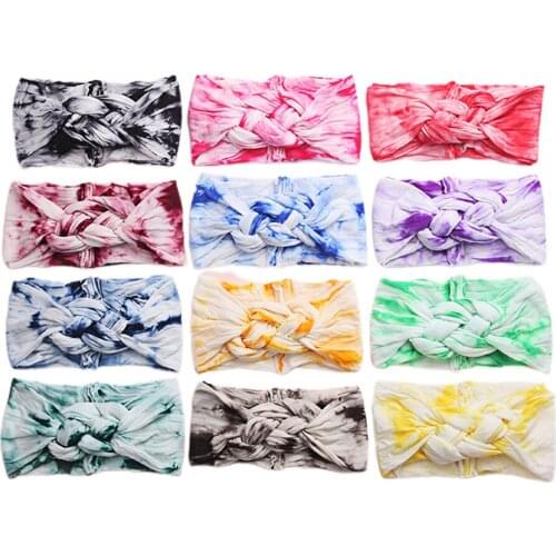 Baby Boys Girls Headband Tie Dye Print Newborn Gifts Infant Toddler Knot Headwear Head Wrap Baby Hair Accessories 12 Colors