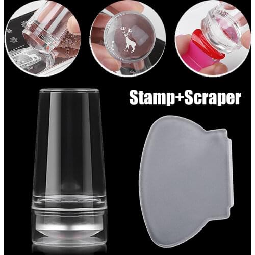 Clear Jelly Nail Art Stamper Scraper Set Silicone Gel Polish Printing Stencil Template Nail Art Image Plate Manicure Tools