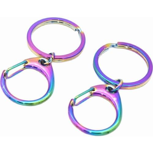 Rainbow Lobster Clasp Hook Clasp with O Ring Metal Keychain Hook Trigger Clip Handbag Hook for Bag Tote DIY keychain Making