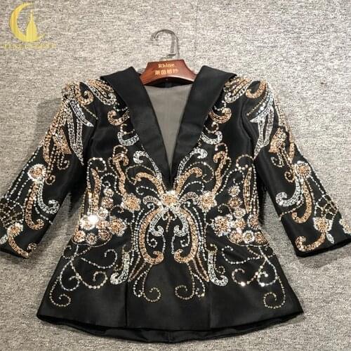Rhine real Pictures Long Sleeves Satin Black With Gold beads Sliver Crystal Jacket One Pieces Evening Dress