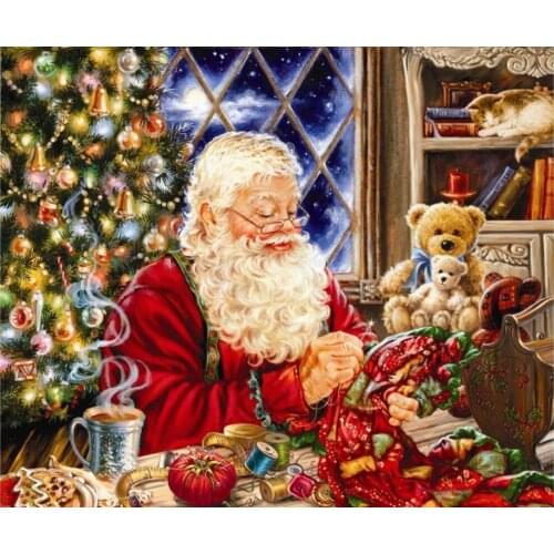 Christmas diamond painting santa claus mosaic embroidery cross stitch rhinestone picture puzzle toy children drawing wall decor
