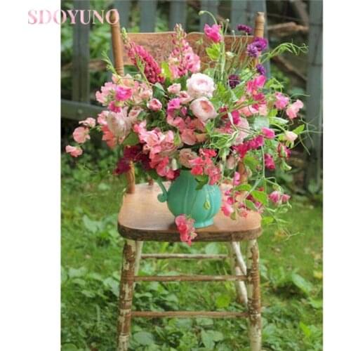 SDOYUNO Frameless Oil Painting By Numbers For Adults Flowers DIY Paint By Numbers On Canvas Coloring Numbers Home Decor