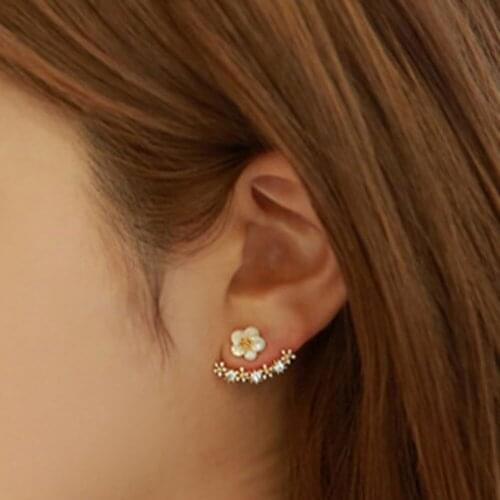 Korean Fashion Imitation Pearl Earrings Small Daisy Flowers Hanging After Senior Female Jewelry