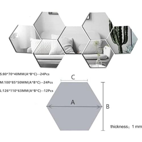 Wall Stickers Hexagon Mirror Art DIY Home Decorative Adhesive Hexagonal 3D Acrylic Tiles Removable for Living Room Home Decor
