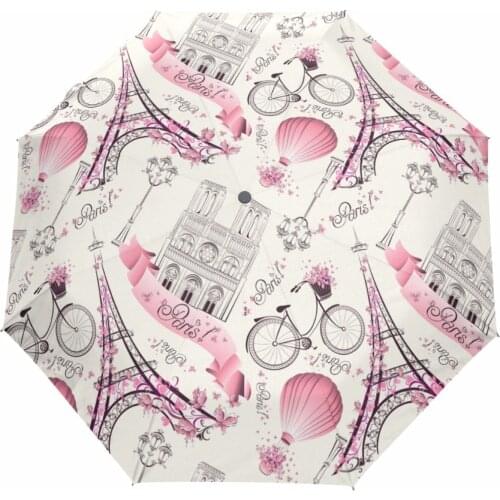 Travel 3 Folding Torre Eiffel Umbrella Automatic Anti UV Sombrilla Playa Women Rain Sun Sombrinha Paraguas Automatico Plegable