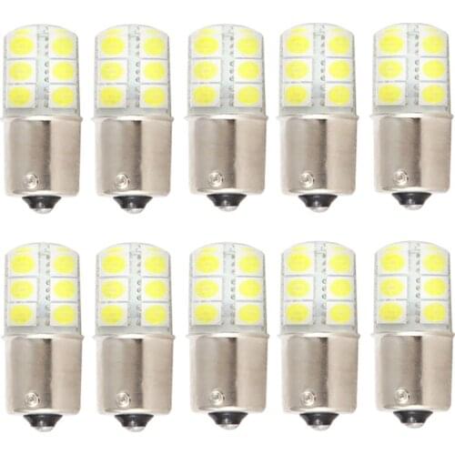 10pcs ba15s S25 1156 p21w LED White Lights 5050 12SMD Silicon lamp DC12V Car Rear Tail Parking Light brake Lamp turn Signal Bulb